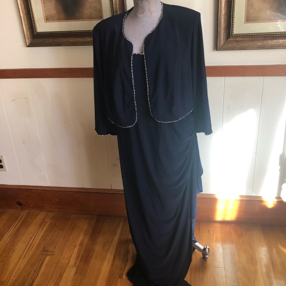 Rhinestone trim  jacket maxi dress